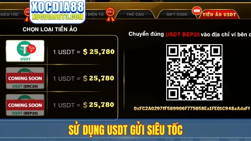 Sử dụng USDT gửi siêu tốc